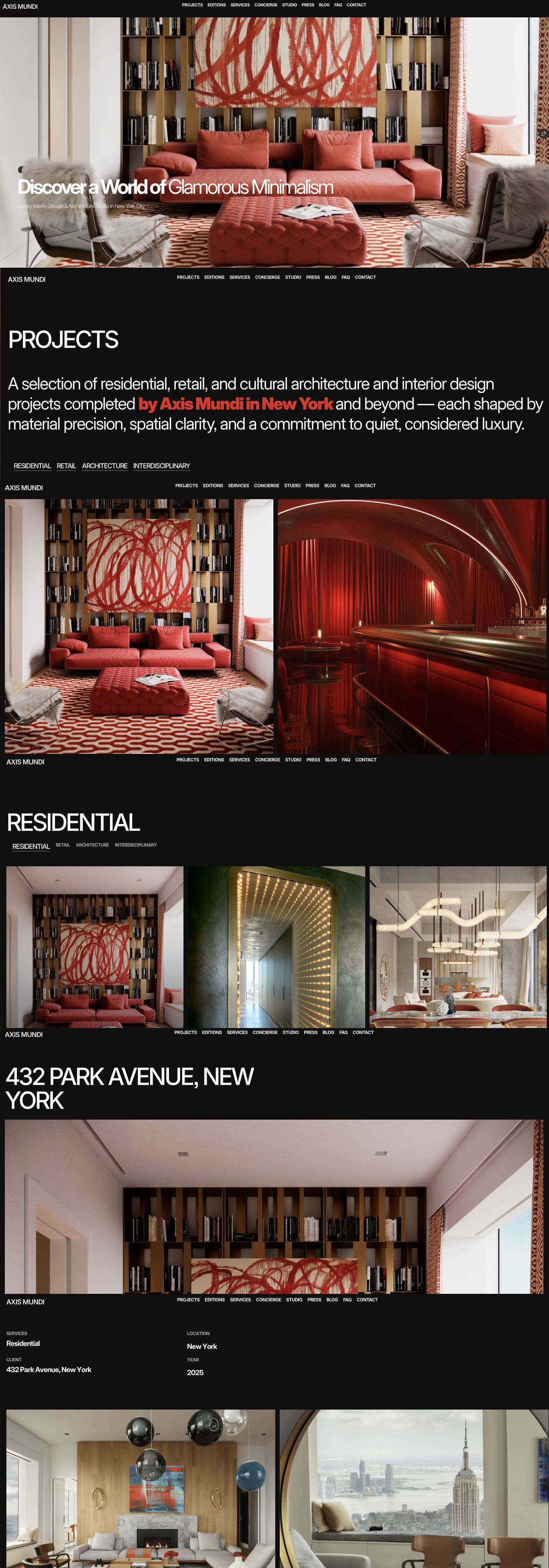 Axis Mundi new website, full page